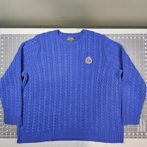 Lauren Ralph Lauren Sweater Womens XXL Blue Cable Knit Preppy Vintage Fisherman